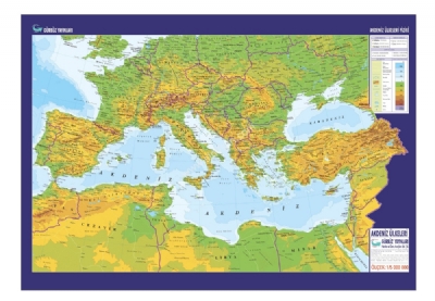 Akdeniz lkeleri Fiziki Harita 70x100cm