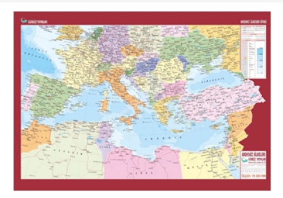 Akdeniz lkeleri Siyasi Haritas 70x100cm