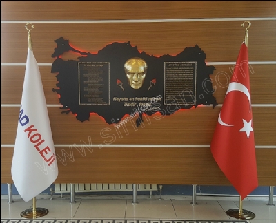 Atatrk Kesi Trkiye haritas Bayrak ve bayrak direkli model