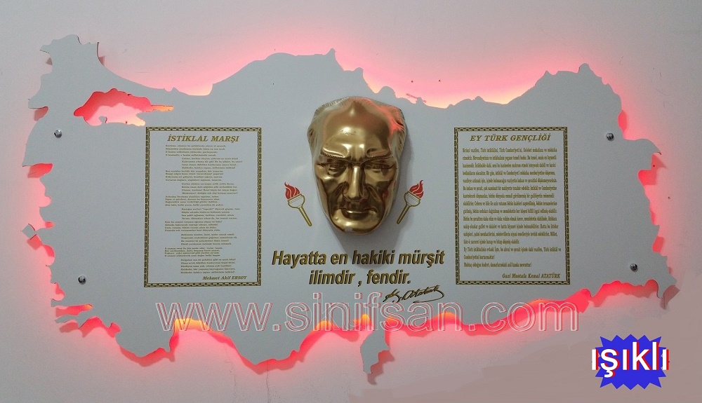 Işıklı Atatürk köşeleri Türkiye şekilli Işıklı Atatürk köşesi