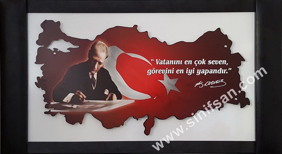 Kabartma Trkiyeli Makam arkas Atatrk panolar Siyah derili 90x160 cm