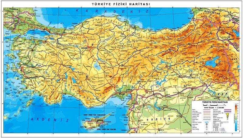 Turkiye Fiziki Haritasi Buyuk Boy Turkiye Fiziki Harita Satisi