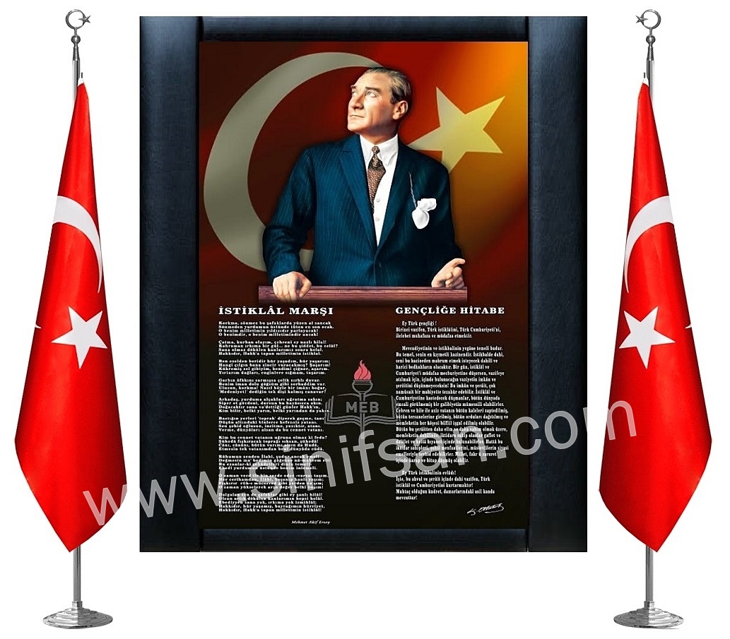 Makam Odalar iin Atatrk panosu ve Bayrak direkleri takm