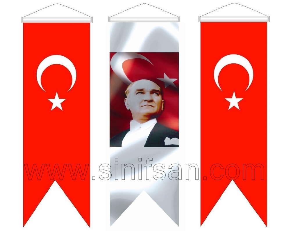 Atatürk flaması Konferans salonları için Atatürk resmi 50x200 cm