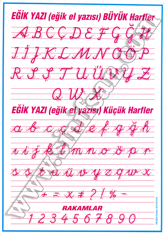Eğik yazı önekleri levhası eğik yazı örnekleri el yazısı panosu