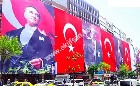 Bina İçin Atatürk Resimli Bayrak Modelleri 6x9 metre