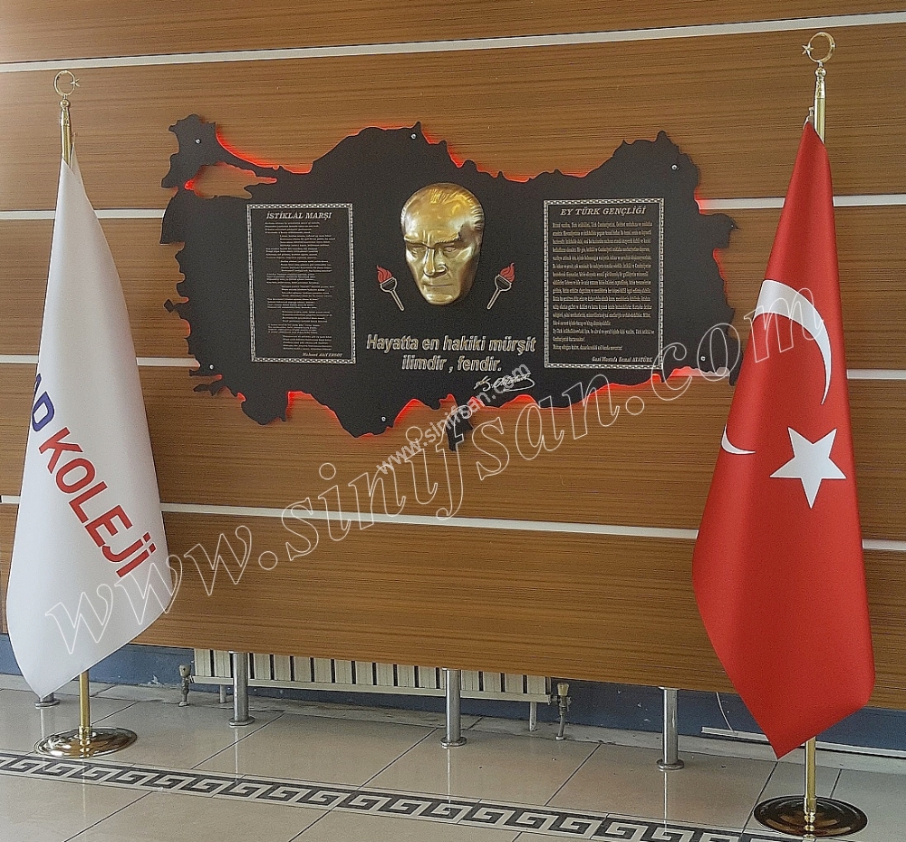 Atatürk Köşesi Türkiye haritası Bayrak ve bayrak direkli model