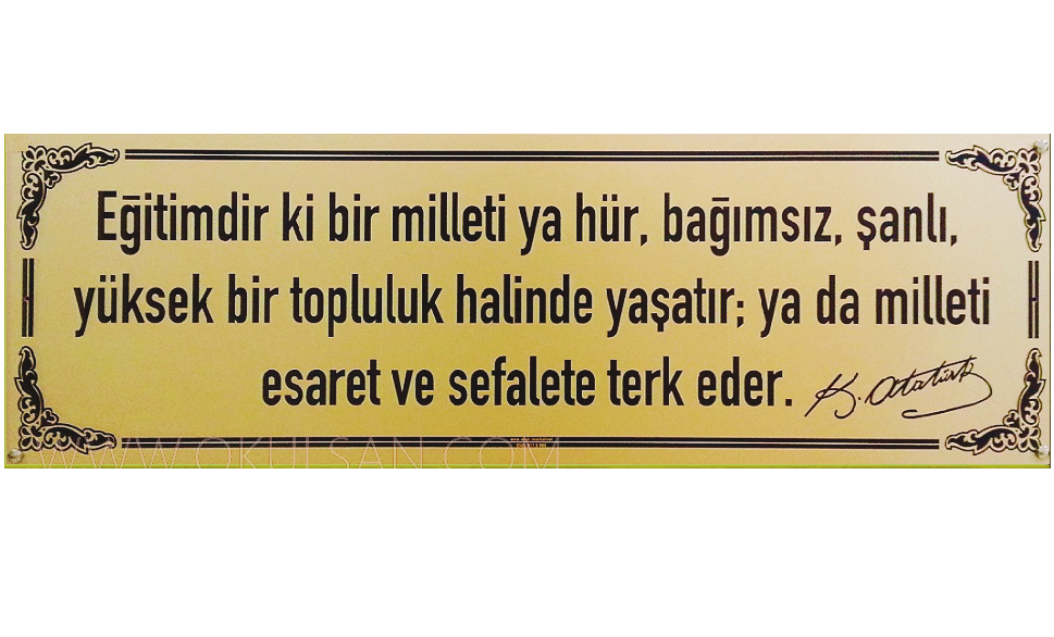 Atatürk Köşesi Metal Plaka Yazılar