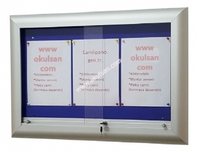 Srgl caml kilitli ilan ve duyuru panolar 55x80 cm 3 adet A4 lk