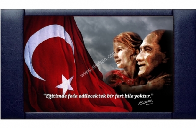 Deri Çerçeveli Atatürk Duvar Panoları 70x110 cm