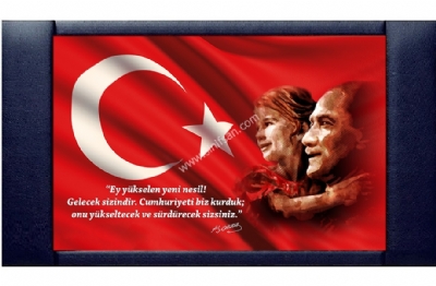 Makam Arkası Deri Pano Atatürk Resimli 110x200 cm