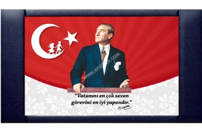 Atatürk Resimli Deri Makam Panoları 70x110 cm
