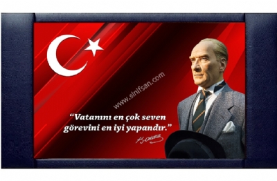 Atatürk'lü Deri Çerçeveli Makam Panosu 85x140 cm