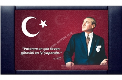 Atatürk'lü Makam Arkası Deri Pano 85x140 cm