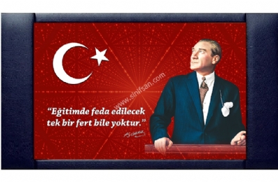 Deri Çerçeveli Atatürk Tablosu 85x140 cm