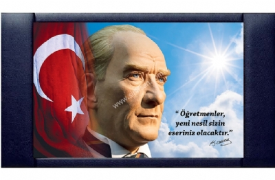 Atatrk ve Trk Bayra Makam Panolar Derili 70x110 cm