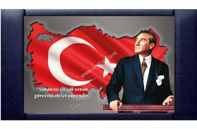 Atatrk panolar Trkiye ve Atatrk grselli duvar panosu 85x140 cm