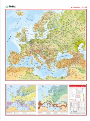 Avrupa Fiziki Haritası 70x100cm