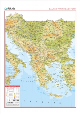 Balkan Yarımadası Fiziki Harita 70x100cm