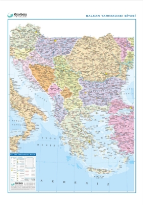 Balkan Yarımadası Siyasi Haritası 70x100cm