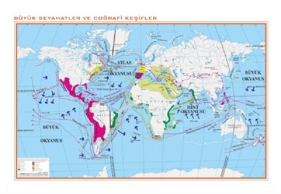 Byk Seyahatler Ve Corafi Keifler Harita 70x100cm