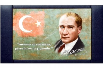 Atatürk'lü Deri Makam Arkası Dekoru 110x200 cm